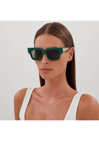 BV1276S 003 Yeşil Dikdörtgen Kadın Güneş Gözlüğü 52-19