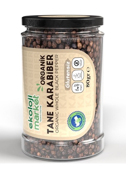 Glutensiz Tane Karabiber 80 gr / Gluten-Free Whole Black Pepper 80 gr