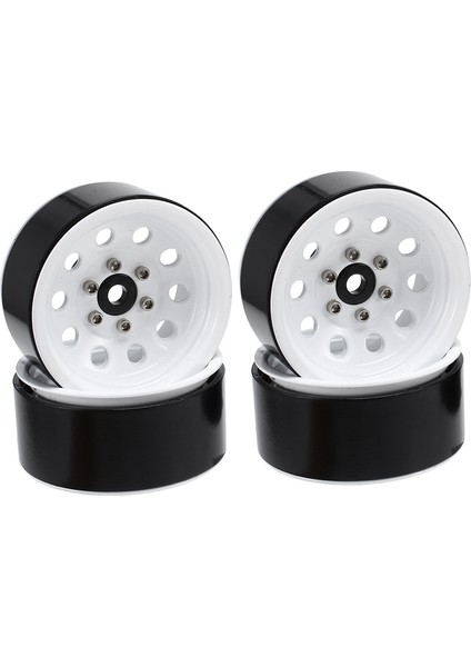 4 Adet Metal Beadlock 1.9 Jant Tekerlek Göbeği Yuvarlak Delik 1/10 Rc Paletli Araba Traxxas Trx4 D90 Eksenel SCX10 90046, Beyaz (Yurt Dışından)