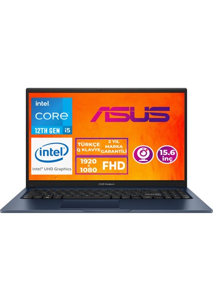 Vivobook 15 I5-1235U 8gb 512GB SSD 15.6" Fhd Freedos Taşınabilir Bilgisayar X1504ZA-NJ1020 002