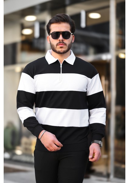 Çift Renkli Fermuarlı Sweatshirt