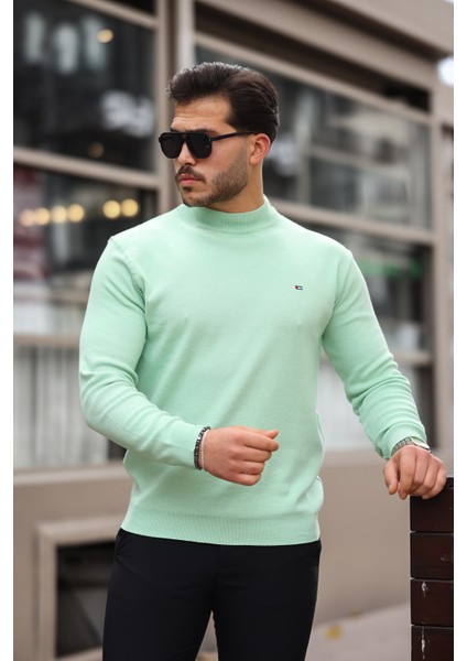 Erkek Yarım Balıkçı Yaka Pamuklu Triko Kazak