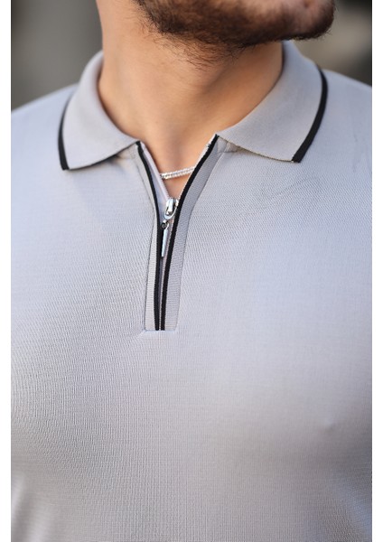 Fermuar Yaka Çizgi Detaylı Erkek Kazak fiyatları