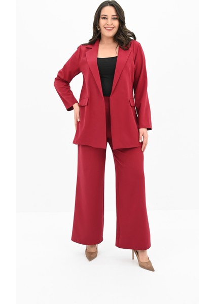 Kadın Büyük Beden Geniş Paça Ceket Pantolon Takım 9008-25 fiyatları