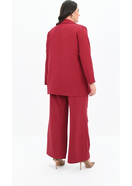Kadın Büyük Beden Geniş Paça Ceket Pantolon Takım 9008-25 fırsatları
