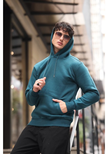 Üç Iplik Şardonlu Kanguru Cep Sweatshirt