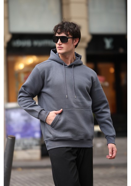 Üç Iplik Şardonlu Kanguru Cep Sweatshirt