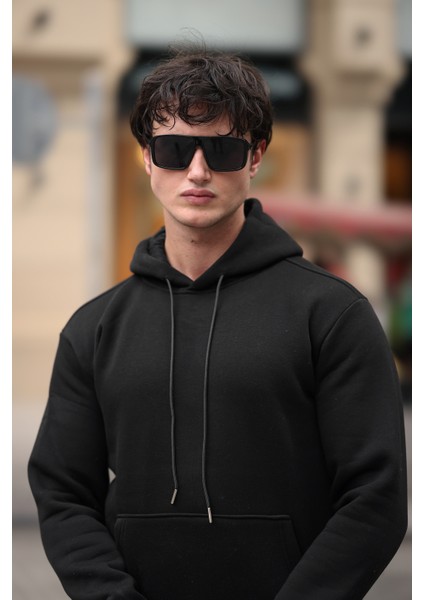 Üç Iplik Şardonlu Kanguru Cep Sweatshirt