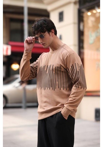 Erkek Bisiklet Yaka Baskılı Sweatshirt fırsatları