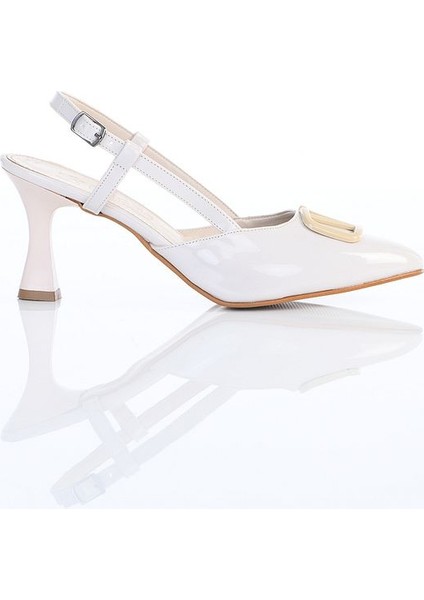 Kemerli V Toka Detaylı Krem Abiye Topuklu Ayakkabı fiyatları