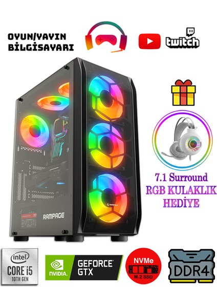 Arena Max GTX35 Intel Core I5-10400F 32 GB Ddr4 Ram 512 GB M.2 Nvme SSD 6gb 192BIT GTX1660 Oyuncu Masaüstü Bilgisayar
