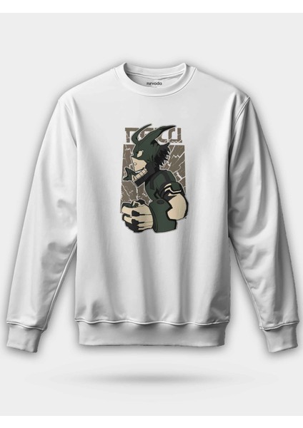 Deku My Hero Academia Baskılı Bisiklet Yaka Oversize Sweatshirt Anime Manga