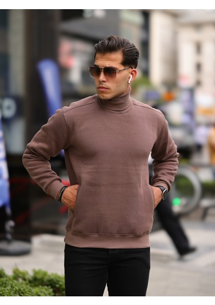Boğazlı Cepli Üç Iplik Sweat