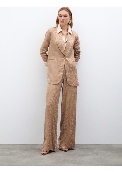 Desenli Saten Pantolon - Vizon fiyatları