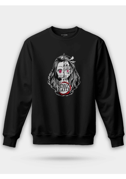 Demon Slayer Baskılı Bisiklet Yaka Oversize Sweatshirt Anime Manga