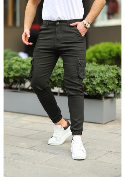Erkek Bel Kemerli Körüklü Jogger Paça Lastikli Pantolon