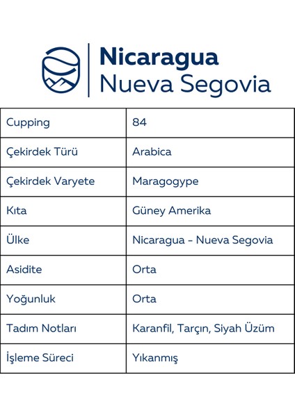 Nicaragua Nueva Segovia Çekirdek Kahve