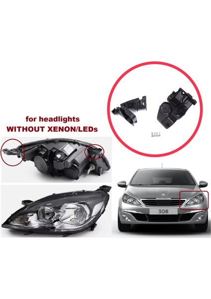 BHL583-1 Peugeot 308 Mk2 T9 2013-2021 4/5 Kapı 9807658080 Için Sol Ön Far Ayak Tamir Seti modelleri