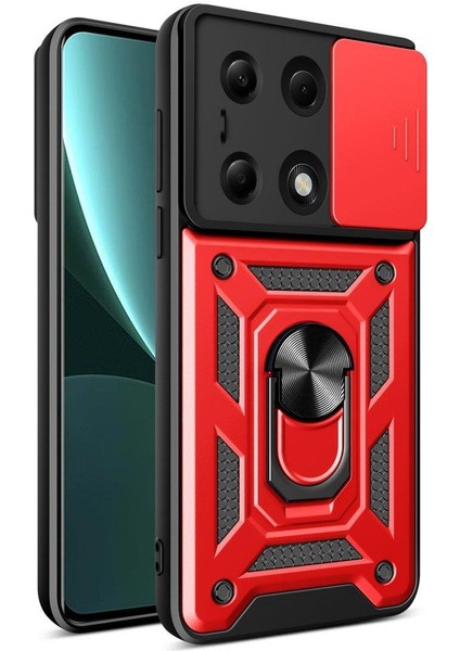 Xiaomi Redmi Note 13 Pro 4g Ile Uyumlu Kılıf Kamera Korumalı Sürgülü Yüzüklü Standlı Tank