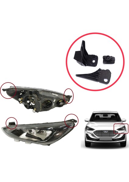 BHL585-1 Ford Focus Mk4 C519 Hn Hm Hp 2018-ON JX7B13W030CE Için Sol Ön Far Ayak Tamir Seti