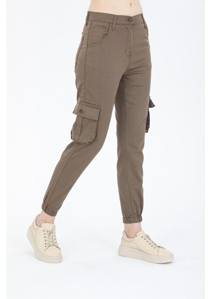 Kadın Jogger Rahat Kalıp Paça Lastikli Gabardin Pantolon