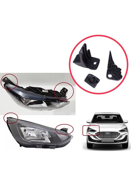 BHL585-2 Ford Focus Mk4 C519 Hn Hm Hp 2018-ON JX7B13W029CE Için Sağ Ön Far Ayak Tamir Seti modelleri
