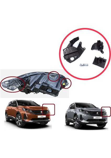 BHL584-1 Peugeot 3008 5008 Mk2 2016-2024 9814255880 Için Sol Ön Far Ayak Tamir Seti modelleri