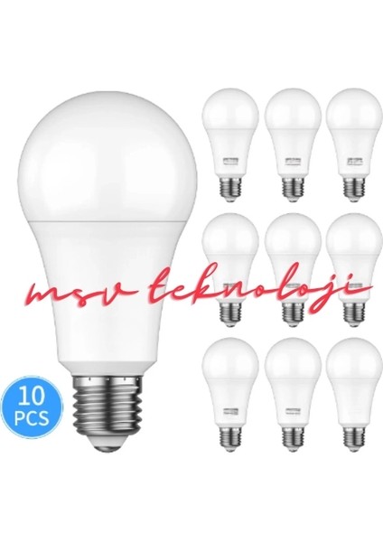 10 Adet 220V 9 Watt 6500K Beyaz Işık Ack LED Ampül E27 Duy IP20