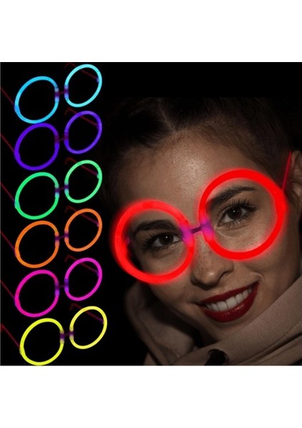 Glow Stick Yuvarlak Gözlük 12 Adet