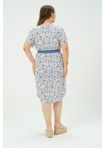 Büyük Beden Desenli Kemerli Oversize Elbise indirimleri