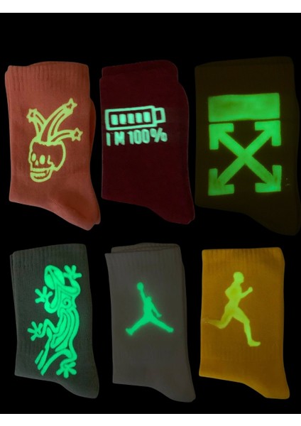 6'lı Set Fosforlu Neon Pamuklu Soket Çorap