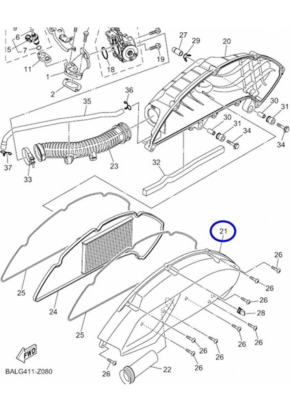 Yamaha NMAX125 NMAX155 2021-2025 Hava Filtresi Kapağı Muhafazası A