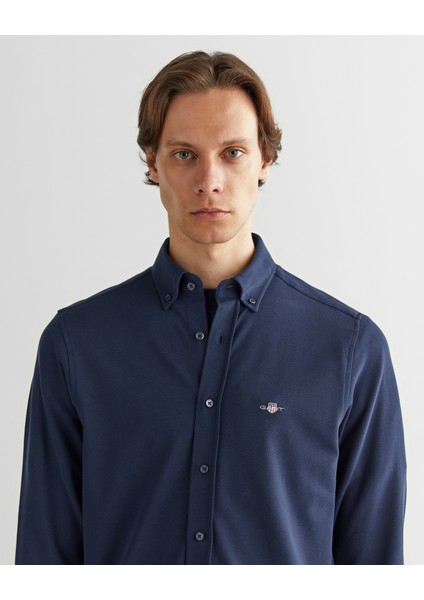Erkek Lacivert Regular Fit Çizgili Gömlek 3824365T.410