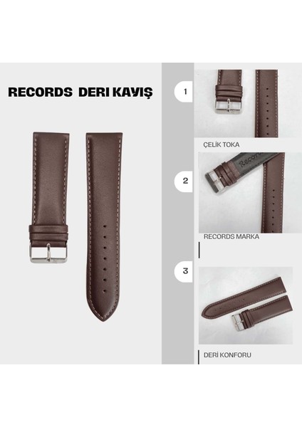 RC3001S Records Deri Kayış - D.brown - 24MM fiyatları