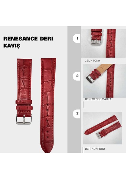 RS2004S Renesance Deri Kayış - Red - 20MM
