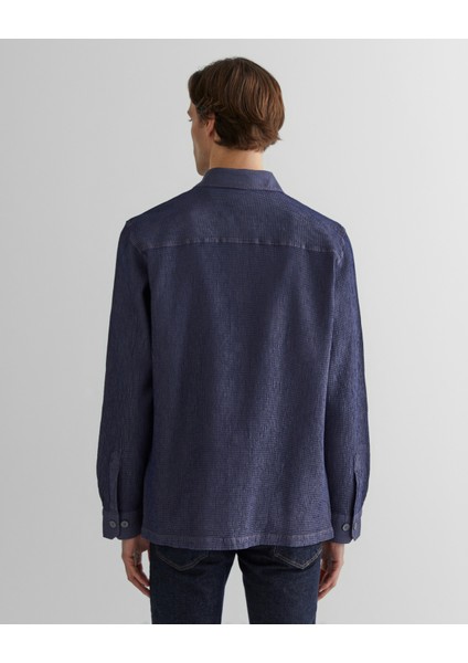 Erkek Lacivert Oversize Fit Gömlek Yaka Ekose Gömlek 3824317T.410 fiyatları