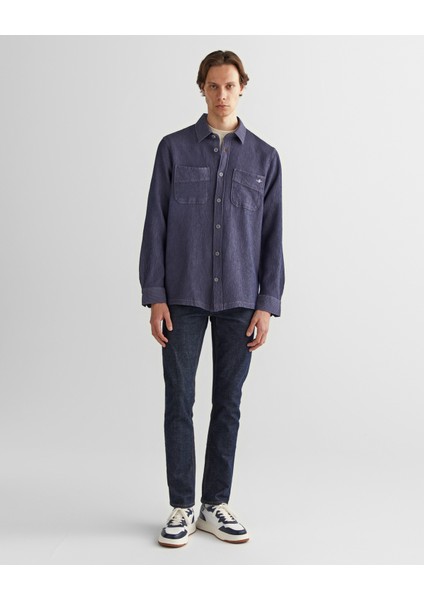 Erkek Lacivert Oversize Fit Gömlek Yaka Ekose Gömlek 3824317T.410 modelleri