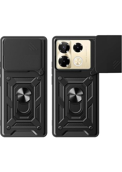 Infinix Note 40 Pro 5g ile Uyumlu Kılıf Magnetik Standlı Kamera Korumalı Sürgülü Kapak fiyatları