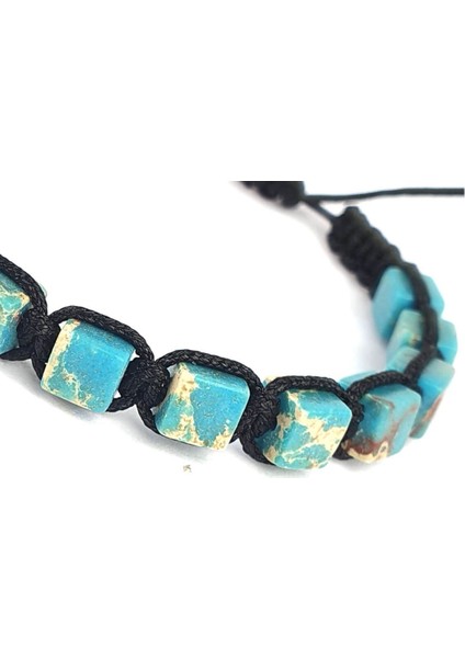 Turkuaz Taşlı Ayarlanabilir Şambala Trend Günlük Erkek Bileklik fiyatları