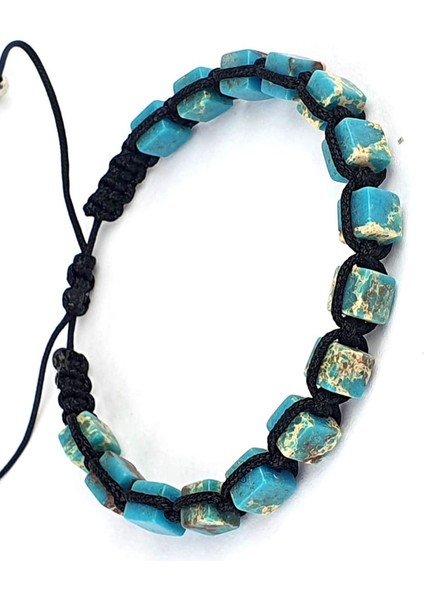 Turkuaz Taşlı Ayarlanabilir Şambala Trend Günlük Erkek Bileklik modelleri