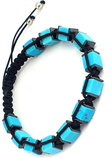 Turkuaz ve Hematit Taşlı El.işi Tasarım Şambala Erkek Bileklik