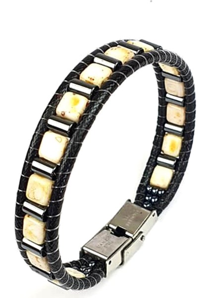 hematit ve akik taş detaylı el işi tasarım doğal taş bileklik fiyatları