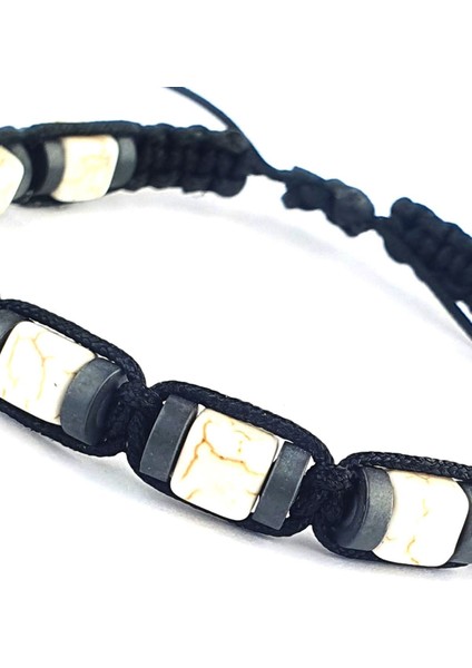 Hematit ve Beyaz Turkuaz Taşlı El.işi Tasarım Şambala Erkek Bileklik fiyatları