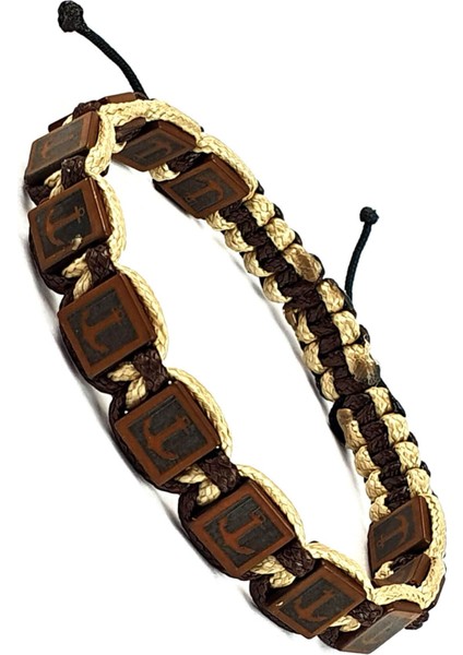 hematit taş üzerine çapa figürlü el işi şambala erkek bileklik