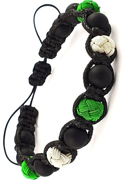 Yeşil ve Beyaz Mat Oniks Taşlı Taraftar Şambala Erkek Bileklik