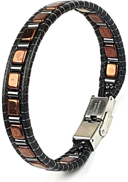 hematit taşlı el işi tasarım doğal taş erkek bileklik