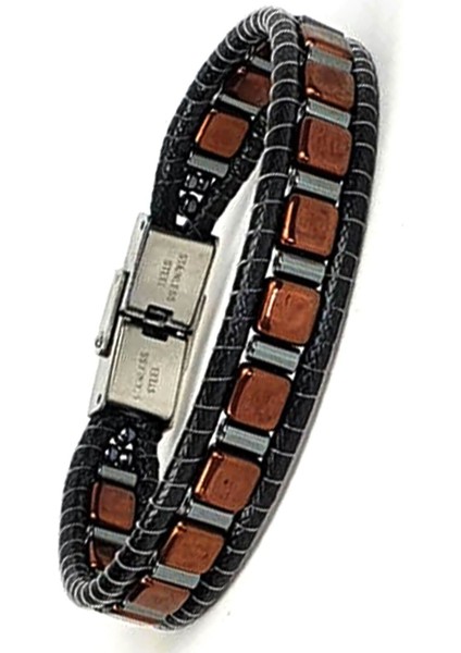 hematit taşlı el işi tasarım doğal taş erkek bileklik fiyatları