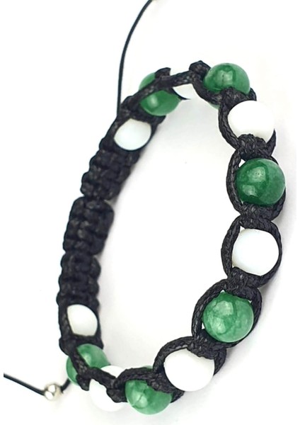 Yeşim ve beyaz oniks taşlı el işi tasarım şambala erkek bileklik