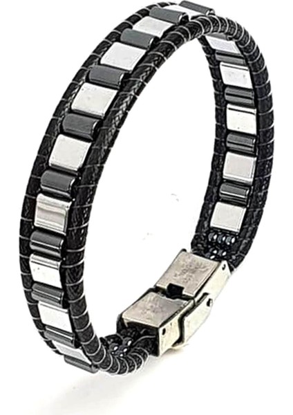 hematit taşlı el işi tasarım doğal taş erkek bileklik fiyatları