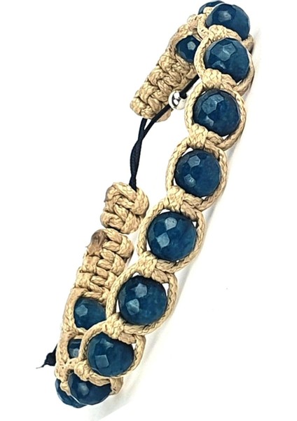 Mavi kuvars taşlı el işi tasarım şambala bileklik